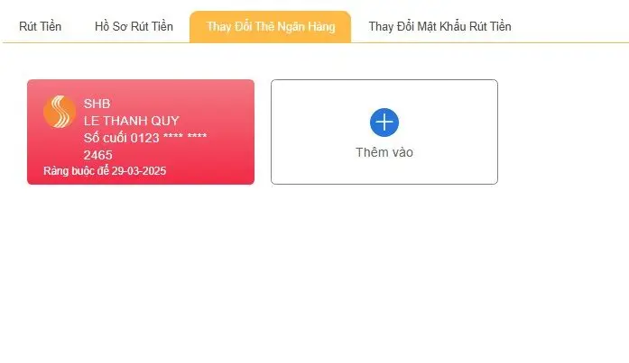 Rút tiền tk88 thay đổi thẻ ngân hàng