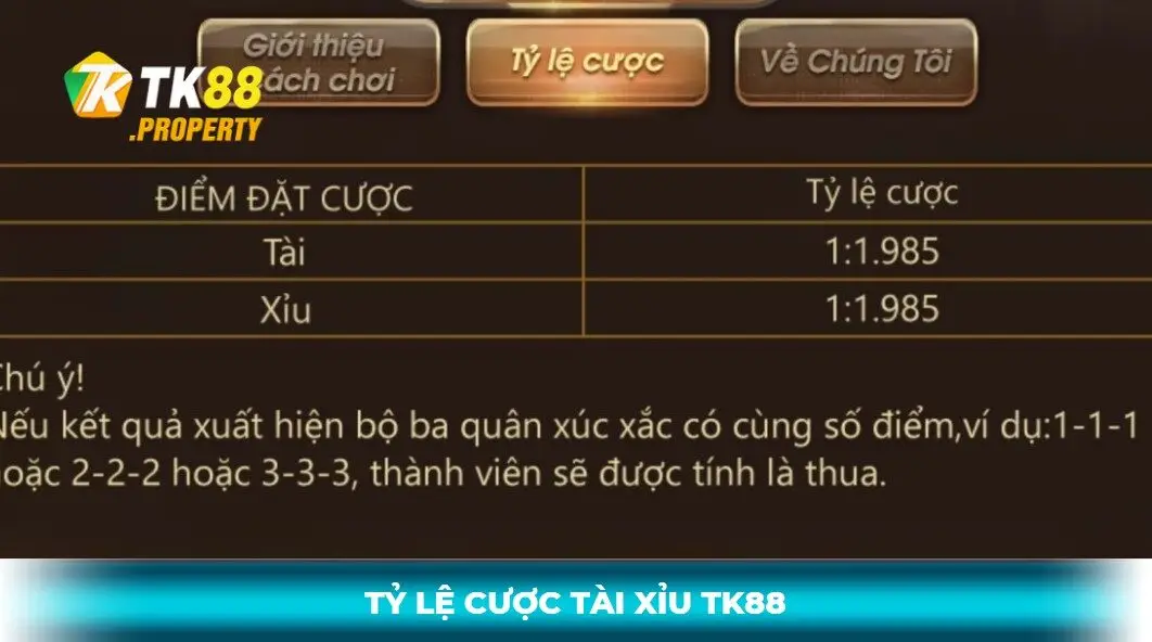 Mức cược và tỷ lệ trả thưởng cụ thể